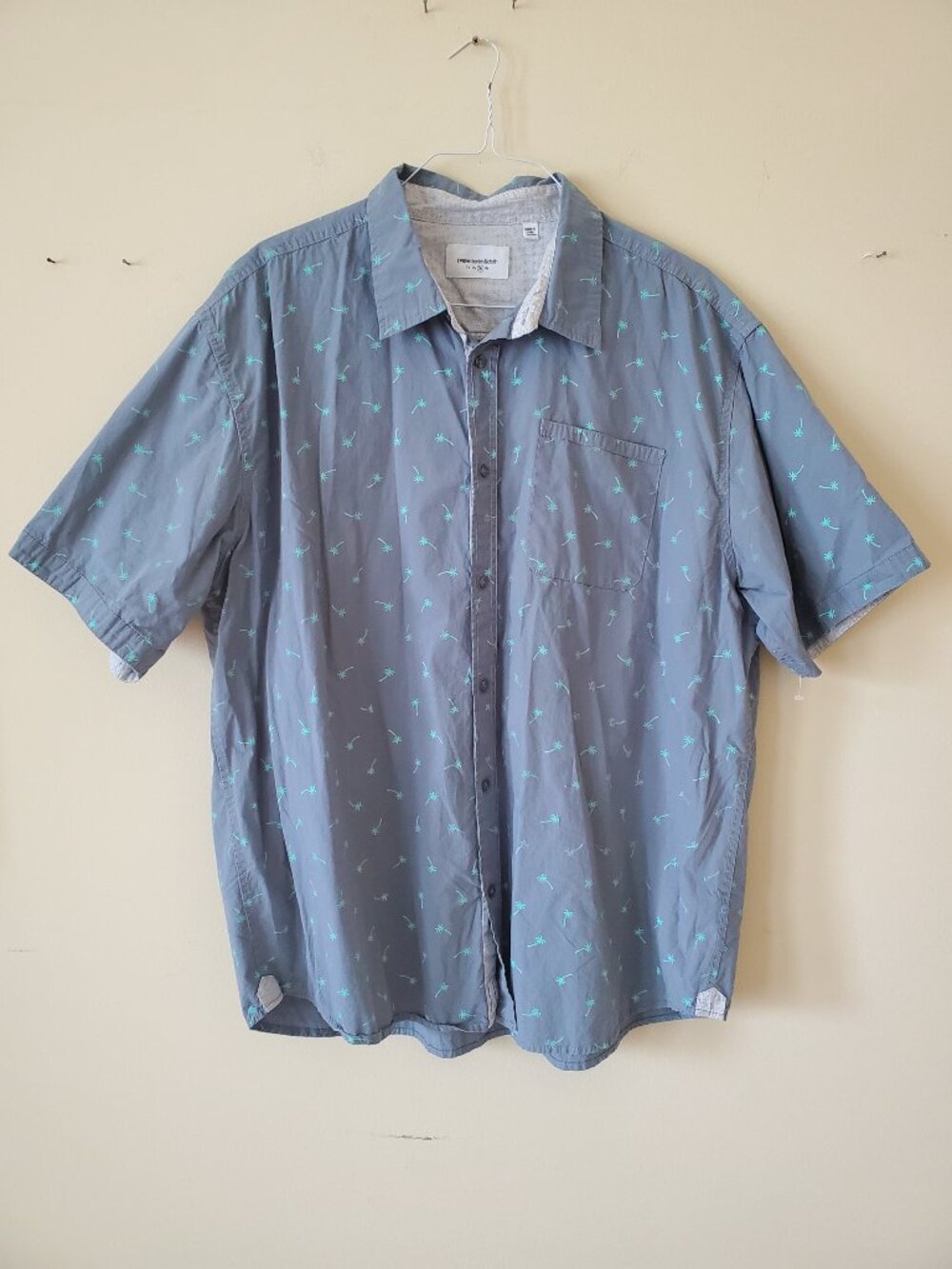 PaperDenim&Cloth Casual Short Sleeve Button-Up Tropical Palm Tree Shirt SZ 3X
